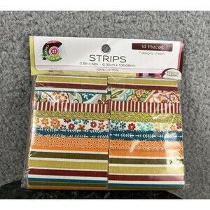 Creative Cuts Fabric Strips 14 Pieces 2 Each 7 Designs for Quilting & Crafting